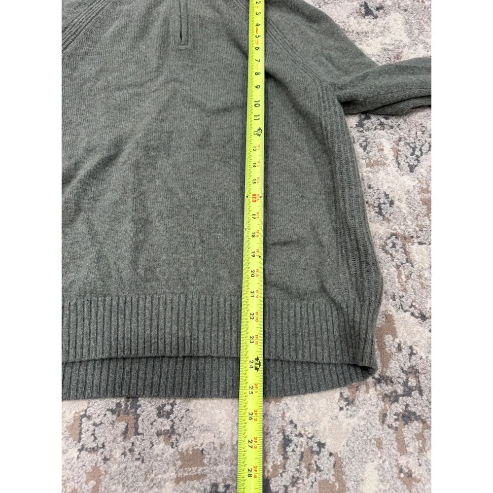 Banana Republic Mens Italian Yarn Wool Quarter Zip Sweater Olive Green M